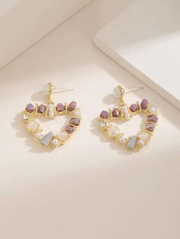 Heart Drop Beaded Earrings