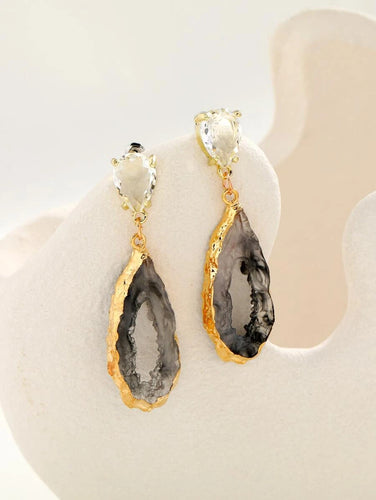 Resin Drop Earrings - Geode Slice Style