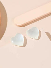 Load image into Gallery viewer, Selenite Heart Earrings